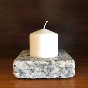 Marble Candle Holder with 2 x 3 Unscented Candle